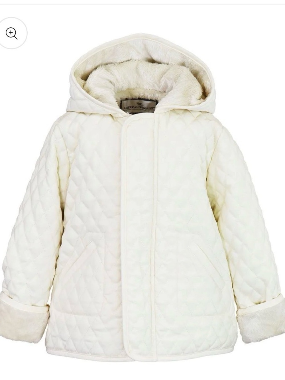 American Widgeon Cream Quilted Hooded Quilted Puffy Coat